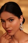 Buy_Zevar By Geeta_White Fabric Flowers, Pearls Floral Cutwork Drop Earrings _at_Aza_Fashions