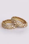 Shop_Zevar By Geeta_Gold Plated Diamonds, Stones Kundan Polki Embellished Bangles Set _at_Aza_Fashions