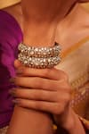 Zevar By Geeta_Gold Plated Diamonds, Stones Kundan Polki Embellished Bangles Set _at_Aza_Fashions