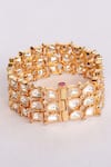 Shop Zevar By Geeta Gold Plated Imitation Diamonds Polki Kundan Embellished Bracelet at Aza Fashions Shop_Zevar By Geeta_Gold Plated Imitation Diamonds Polki Kundan Embellished Bracelet _at_Aza_Fashions