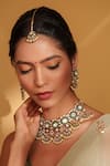 Buy_Zevar By Geeta_Gold Plated Pearls Floral Cutwork Kundan Jewellery Set _at_Aza_Fashions