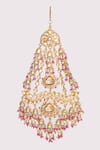 Shop_Zevar By Geeta_Red Gold Two Tone Kundan Passa _at_Aza_Fashions