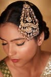 Shop_Zevar By Geeta_Red Gold Two Tone Kundan Passa _Online_at_Aza_Fashions