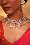 Buy_Zevar By Geeta_Gold Plated Pearls, Zari Floret Cutwork Jewellery Set 