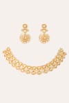 Shop_Zevar By Geeta_Gold Plated Stones Floral Drop Moissanite Choker Set _at_Aza_Fashions