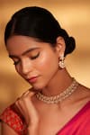 Zevar By Geeta_Gold Plated Stones Floral Drop Moissanite Choker Set _Online_at_Aza_Fashions