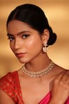 Buy_Zevar By Geeta_Gold Plated Stones Floral Drop Moissanite Choker Set _at_Aza_Fashions