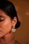 Shop_Zevar By Geeta_Gold Plated Stones Floral Drop Moissanite Choker Set _Online_at_Aza_Fashions