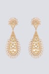 Shop_Zevar By Geeta_White Stones Kundan Dangler Earrings _at_Aza_Fashions
