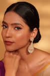 Shop_Zevar By Geeta_White Stones Kundan Dangler Earrings _Online_at_Aza_Fashions