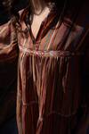 Buy_Ayaka_Brown Viscose Tabby Embroidery Floral Vine Mandarin Collar Dress _Online_at_Aza_Fashions