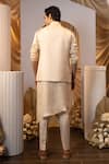Shop_Yoseba_Beige Linen, Satin, Cotton Embroidery Floral Bundi Kurta Set _at_Aza_Fashions