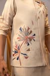 Yoseba_Beige Linen, Satin, Cotton Embroidery Floral Bundi Kurta Set _at_Aza_Fashions