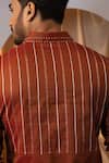 Yoseba_Brown Cotton Embroidery Rust Stitchline Shirt _at_Aza_Fashions