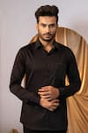 Buy_Yoseba_Black Cotton Designer Highlighted Collar Shirt _at_Aza_Fashions