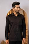 Buy_Yoseba_Black Cotton Designer Highlighted Collar Shirt _Online_at_Aza_Fashions