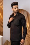 Shop_Yoseba_Black Cotton Designer Highlighted Collar Shirt _Online_at_Aza_Fashions