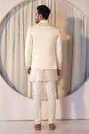 YOSEBA_Ivory Premium Suiting Fabric Embroidered Thread Bandhgala And Trouser Set _Online_at_Aza_Fashions