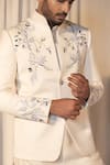 Buy_YOSEBA_Ivory Premium Suiting Fabric Embroidered Thread Bandhgala And Trouser Set 