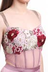 Shop_Isha Regalia_Mauve Satin, Net Embroidery, Beads Sweetheart Neck Pre-draped Ruffle Saree Set _Online_at_Aza_Fashions