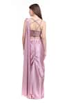 Shop_Isha Regalia_Mauve Net, Satin Sequins, Beads Floral Hand Embroidered Pre-draped Saree _at_Aza_Fashions