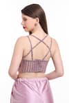 Buy_Isha Regalia_Mauve Net, Satin Sequins, Beads Floral Hand Embroidered Pre-draped Saree _Online_at_Aza_Fashions
