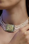 Dugran By Dugristyle_Cream Kundan Pearl Embellished Choker _Online_at_Aza_Fashions