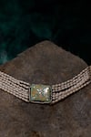 Shop_Dugran By Dugristyle_Cream Kundan Pearl Embellished Choker _Online_at_Aza_Fashions