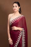 Buy_Devissha_Maroon Organza Embroidery Sequin Floral Saree _Online_at_Aza_Fashions