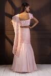 Shop_Smriti by Anju Agarwal_Pink Pre-draped Saree Chiffon Embroidered Pearl Sweetheart Embellished Set _at_Aza_Fashions
