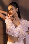 Buy_Smriti by Anju Agarwal_Pink Pre-draped Saree Chiffon Embroidered Pearl Sweetheart Embellished Set _Online_at_Aza_Fashions