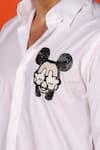 Buy_Noonoo_White Giza Cotton Embroidery Cutdana Mickey Mouse Shirt _Online_at_Aza_Fashions