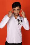 Shop_Noonoo_White Giza Cotton Embroidery Cutdana Mickey Mouse Shirt _at_Aza_Fashions