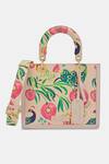 Payal Singhal Accessories Pink Peacock Print Box Satchel Payal Singhal Accessories_Pink Peacock Print Box Satchel