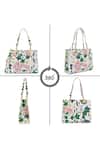 Shop_Payal Singhal Accessories_White Floral Print Faux Leather Tote Bag 