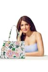 Buy_Payal Singhal Accessories_White Floral Print Faux Leather Tote Bag _at_Aza_Fashions
