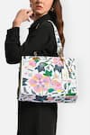 Buy_Payal Singhal Accessories_White Floral Print Faux Leather Tote Bag _Online