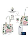 Shop_Payal Singhal Accessories_White Floral Print Faux Leather Tote Bag _Online