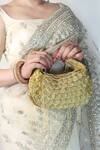 Buy_Soho Boho Studio By Aarti Thakur_Gold Embroidery Silk Scallop Bag_at_Aza_Fashions