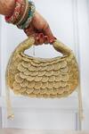 Shop_Soho Boho Studio By Aarti Thakur_Gold Embroidery Silk Scallop Bag_Online_at_Aza_Fashions
