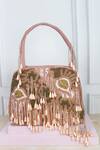 Buy_Soho Boho Studio By Aarti Thakur_Pink Beads, Tassels Abstract Embellished Handbag _Online_at_Aza_Fashions