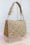Soho Boho Studio By Aarti Thakur_Brown Beads, Embroidery Embellished Handbag With Scallop Design _Online_at_Aza_Fashions