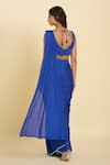 Shop_Samyukta Singhania_Blue Embroidered Cutdana Sweetheart Sequin Pre-draped Saree And Blouse Set _at_Aza_Fashions