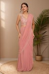 Buy Samyukta Singhania Pink Silk Sequins, Cut Work, Embroidery Asymmetric Cutdana Pre-draped Saree at Aza Fashions Buy_Samyukta Singhania_Pink Silk Sequins, Cut Work, Embroidery Asymmetric Cutdana Pre-draped Saree _at_Aza_Fashions