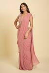 Samyukta Singhania Pink Silk Sequins, Cut Work, Embroidery Asymmetric Cutdana Pre-draped Saree at Aza Fashions Samyukta Singhania_Pink Silk Sequins, Cut Work, Embroidery Asymmetric Cutdana Pre-draped Saree _at_Aza_Fashions