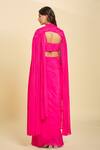 Shop_Samyukta Singhania_Pink Cutdana, Floral, Sequin, Bead Blouse Solid Pre-draped Saree Set With _at_Aza_Fashions