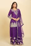 Buy Samyukta Singhania Purple Cotton, Chiffon Embroidery, Sequins Round Neck Dori Sharara Set Online at Aza Fashions Buy_Samyukta Singhania_Purple Cotton, Chiffon Embroidery, Sequins Round Neck Dori Sharara Set _Online_at_Aza_Fashions