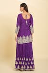 Shop Samyukta Singhania Purple Cotton, Chiffon Embroidery, Sequins Round Neck Dori Sharara Set at Aza Fashions Shop_Samyukta Singhania_Purple Cotton, Chiffon Embroidery, Sequins Round Neck Dori Sharara Set _at_Aza_Fashions