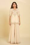 Samyukta Singhania Ivory Chiffon, Georgette Embroidery, Sequins Floral Dori Kurta Sharara Set Online at Aza Fashions Samyukta Singhania_Ivory Chiffon, Georgette Embroidery, Sequins Floral Dori Kurta Sharara Set_Online_at_Aza_Fashions