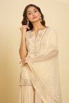 Shop Samyukta Singhania Ivory Chiffon, Georgette Embroidery, Sequins Floral Dori Kurta Sharara Set Online at Aza Fashions Shop_Samyukta Singhania_Ivory Chiffon, Georgette Embroidery, Sequins Floral Dori Kurta Sharara Set_Online_at_Aza_Fashions